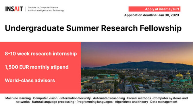 Undergraduate Summer Research Fellowship 2023 - Youth Opportunities