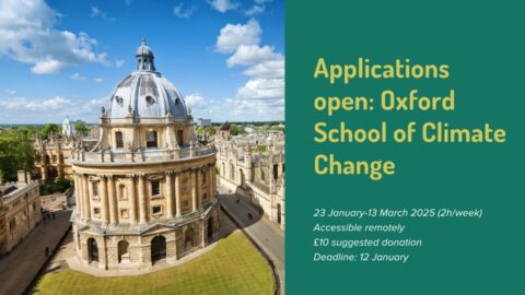 Applications open: Oxford School of Climate Change (accessible remotely)