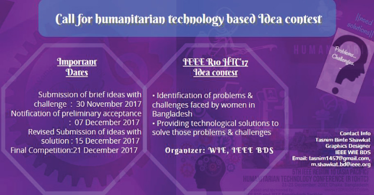 IEEE Call for Humanitarian Technology Based Idea Contest 2017 in Dhaka ...
