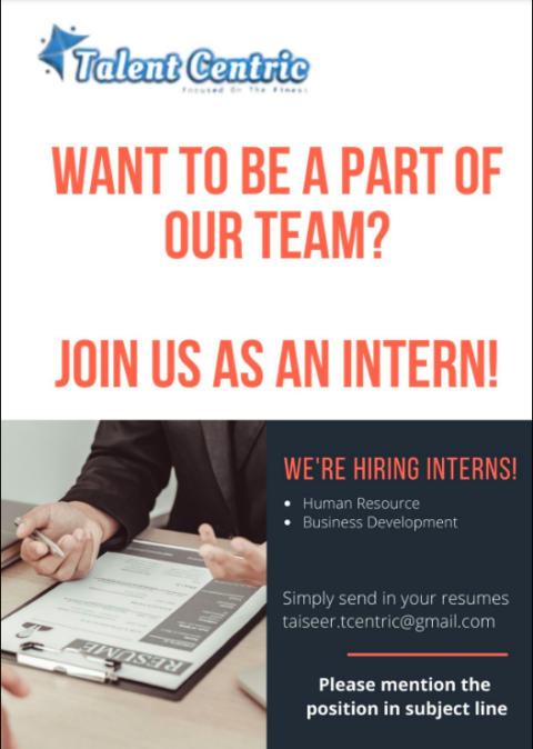 Talent Centric Limited is looking for Interns for the HR and Business Development Department 2021 in Dhaka